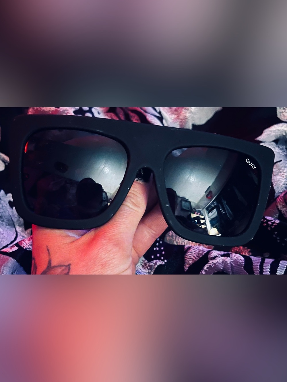 Quay Australia Black Oversized Square Sunglasses